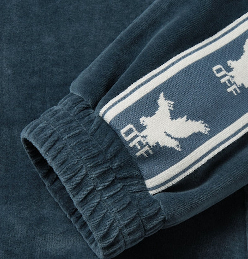 OFF-WHITE Logo Intarsia Velour Track Jacket Blue/White