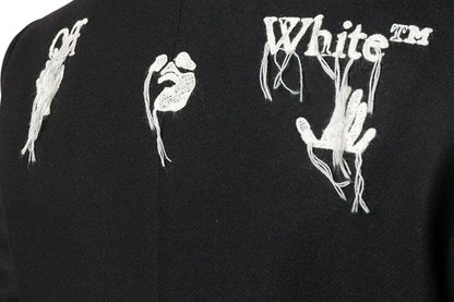OFF-WHITE Logo Long Coat Black/White