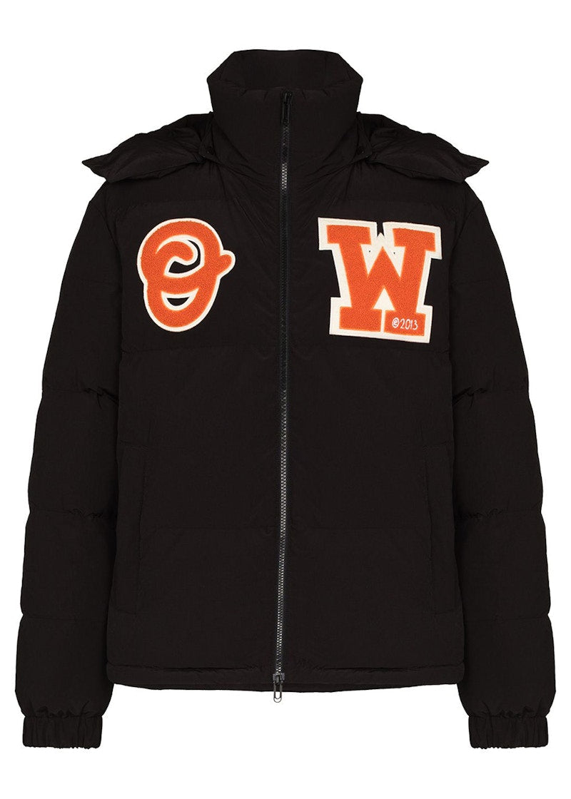 OFF-WHITE Logo Patch Puffer Jacket Black/Orange