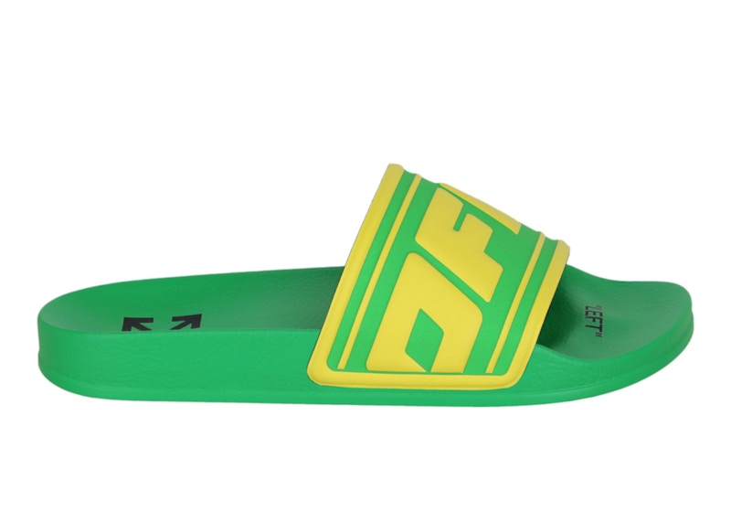 OFF-WHITE Logo Pool Slides Green Yellow (Women's)