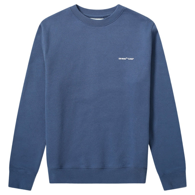 OFF-WHITE Logo Print Crewneck Sweatshirt Navy/White