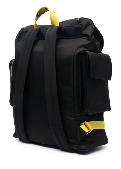 OFF-WHITE Logo Print Foldover Top Backpack Black Yellow