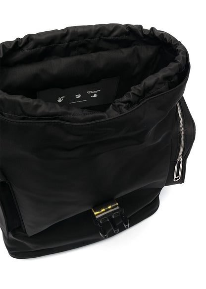 OFF-WHITE Logo Print Foldover Top Backpack Black Yellow