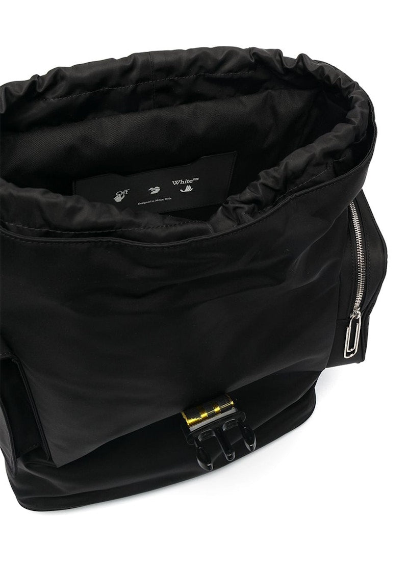 OFF-WHITE Logo Print Foldover Top Backpack Black Yellow