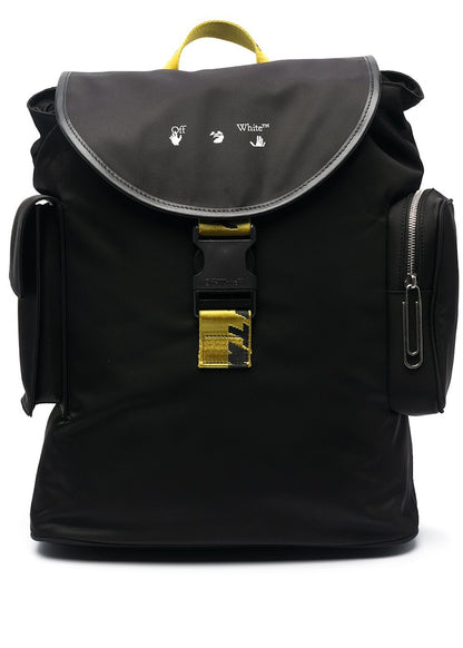 OFF-WHITE Logo Print Foldover Top Backpack Black Yellow