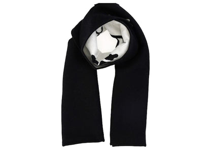 OFF-WHITE Logo-Print Knitted Wool Blend Scarf Black/White