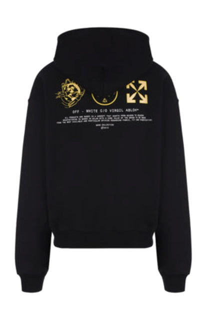 OFF-WHITE Logo Print L/S Hoodie Black Yellow