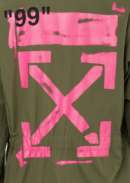 OFF-WHITE Logo Print Military Field Jacket Green