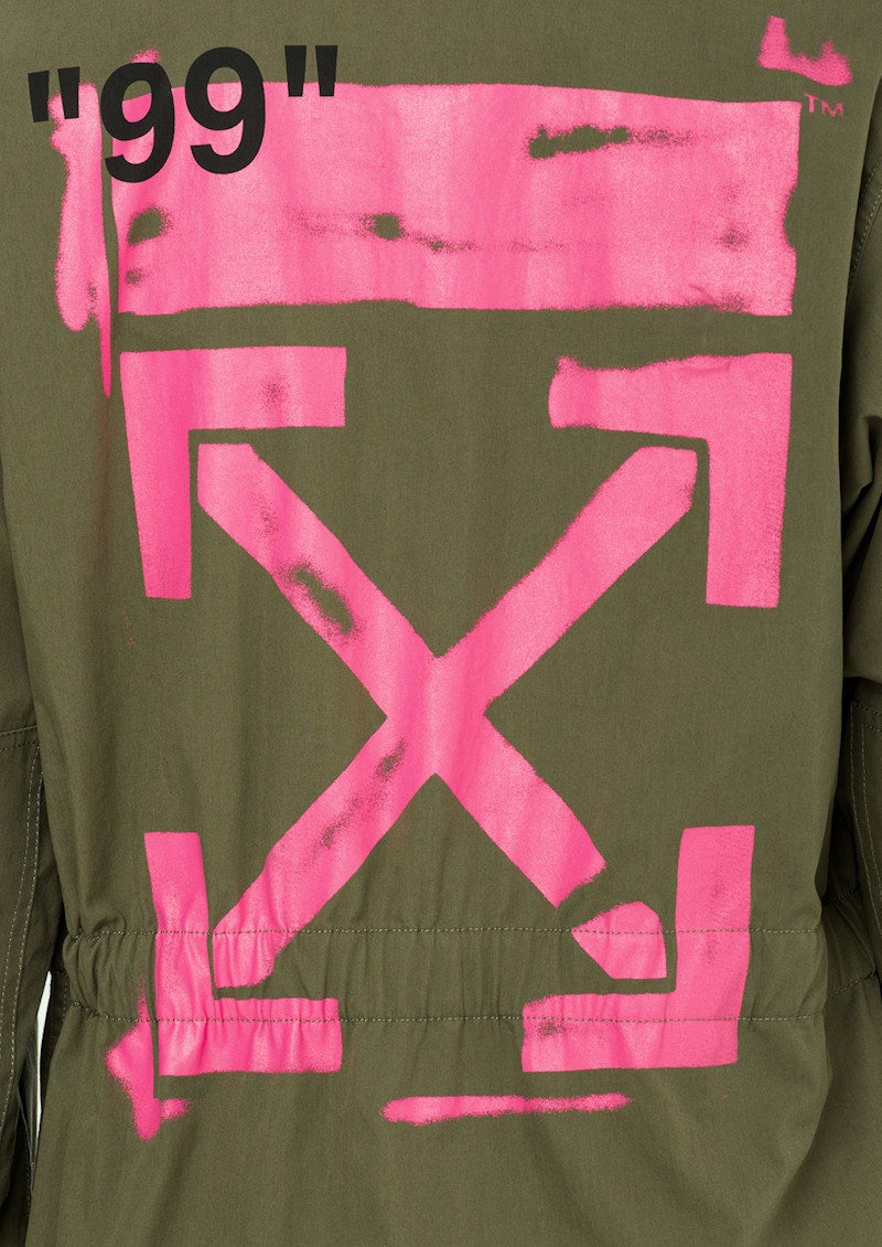 OFF-WHITE Logo Print Military Field Jacket Green