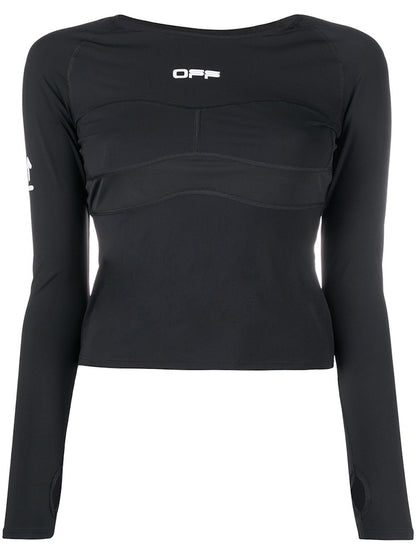 OFF-WHITE Logo Print Performance Longsleeve T-shirt Black/White