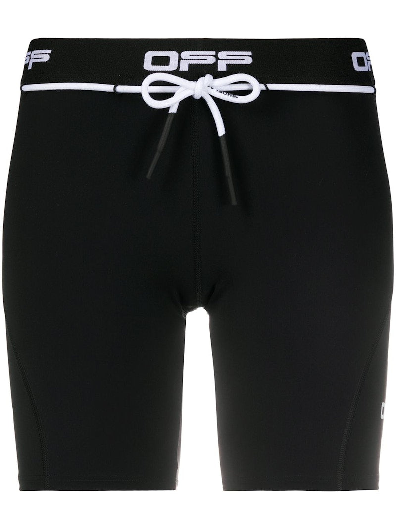 OFF-WHITE Logo Print Performance Shorts Black/White
