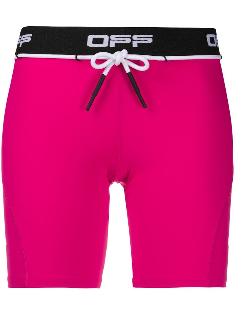 OFF-WHITE Logo Print Performance Shorts Fuchsia/White