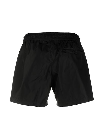 OFF-WHITE Logo Print Quote Motif Swim Shorts Black