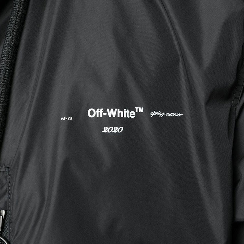 OFF-WHITE Logo Print Raincoat Black/White