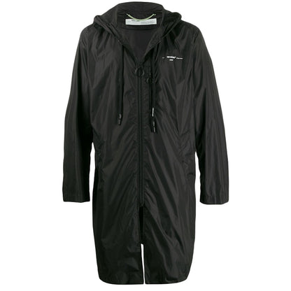OFF-WHITE Logo Print Raincoat Black/White