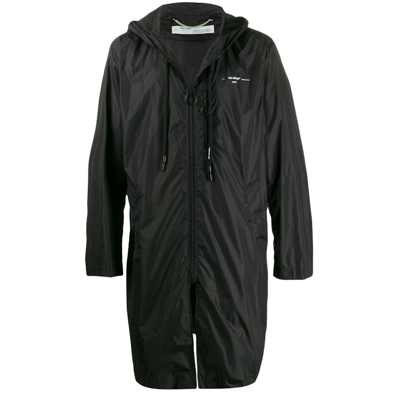 OFF-WHITE Logo Print Raincoat Black/White