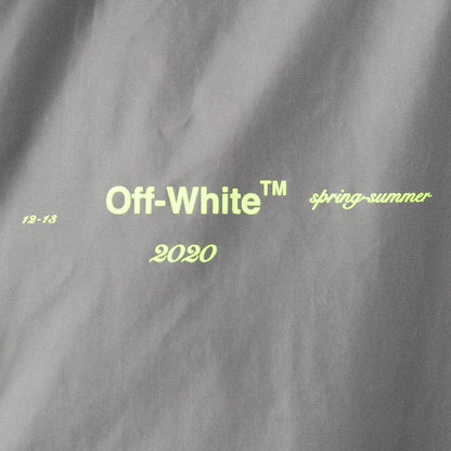 OFF-WHITE Logo Print Raincoat Grey/Fluo Yellow