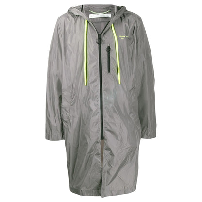 OFF-WHITE Logo Print Raincoat Grey/Fluo Yellow