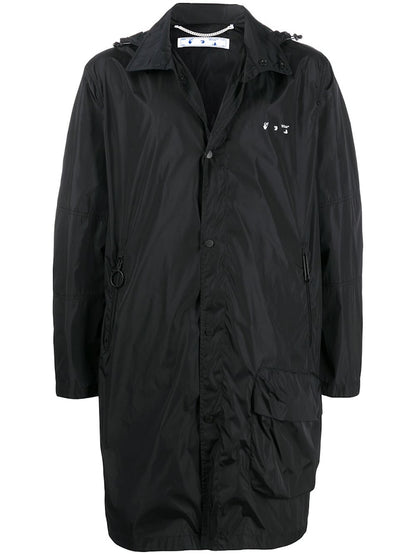 OFF-WHITE Logo Raincoat Black/White