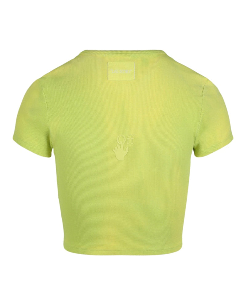 OFF-WHITE Logo Rib Knotted Crop Green