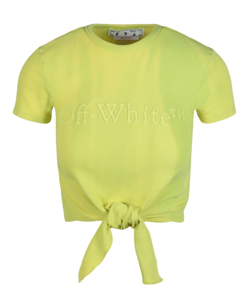 OFF-WHITE Logo Rib Knotted Crop Green