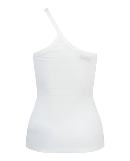 OFF-WHITE Logo Stamped Ribbed Asymmetric Tank White