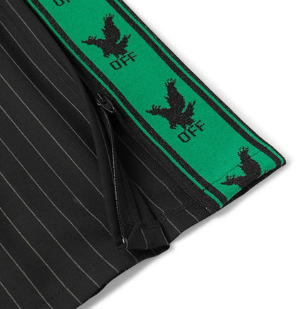 OFF-WHITE Logo Trimmed Pinstriped Sweatpants Black/White/Green