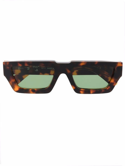OFF-WHITE Manchester Rectangular Frame Sunglasses Brown/Green/White (OERI002Y21PLA0016055)