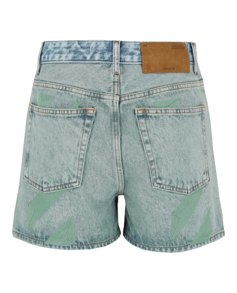 OFF-WHITE Marbled Denim Shorts Blue