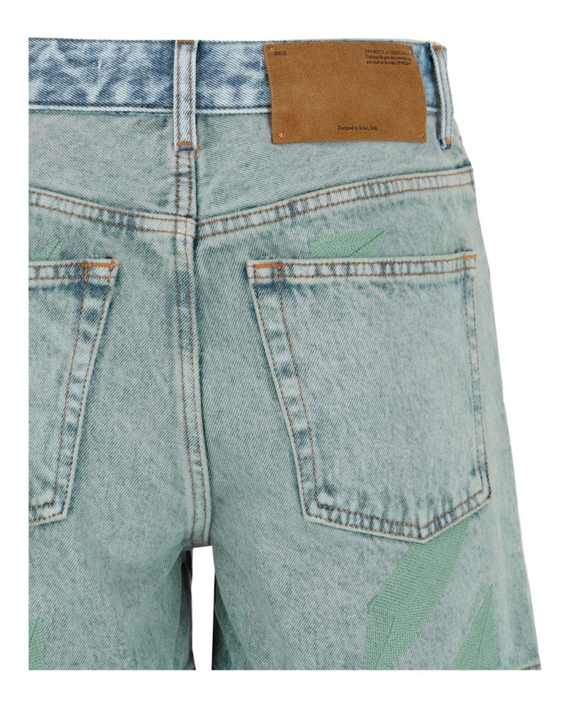 OFF-WHITE Marbled Denim Shorts Blue