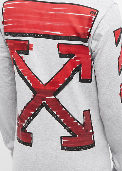 OFF-WHITE Marker Arrows Long Sleeve T-Shirt Grey Red