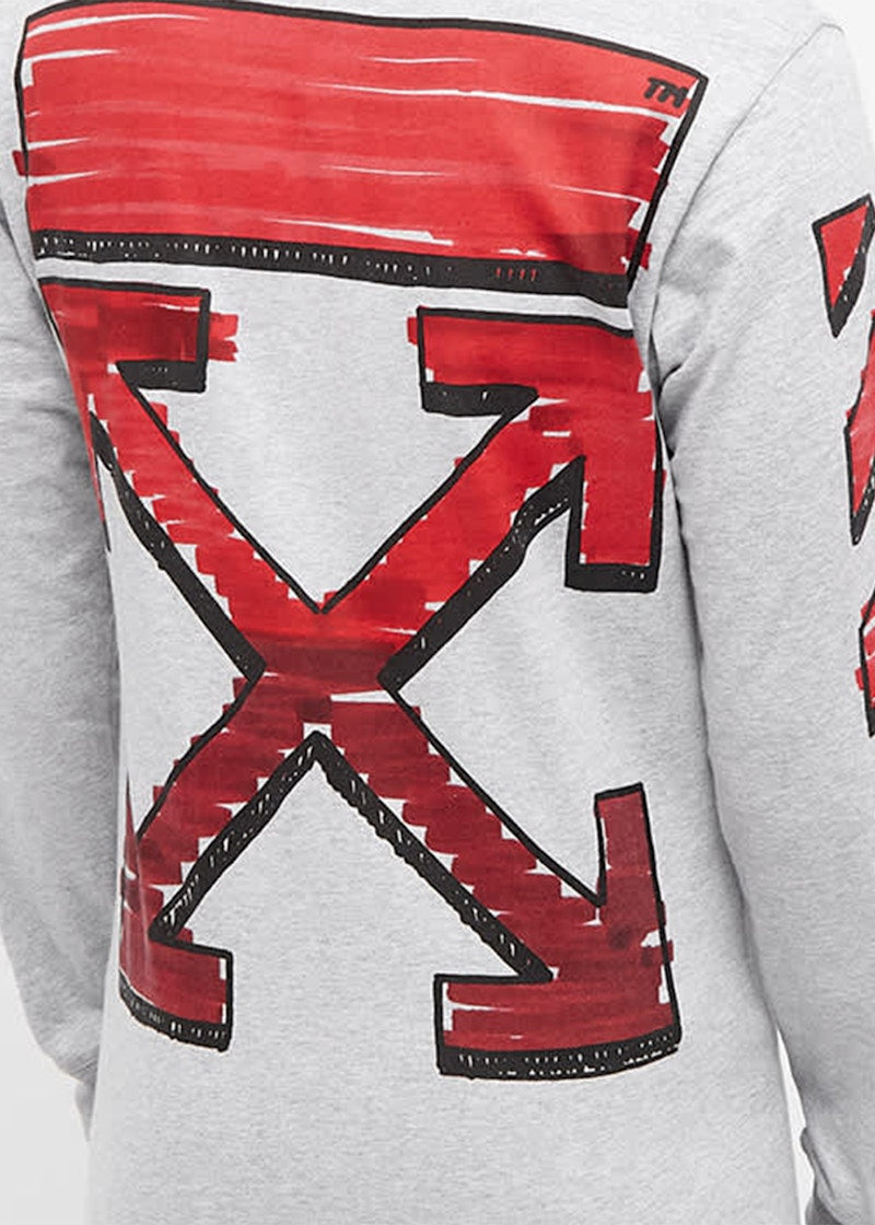 OFF-WHITE Marker Arrows Long Sleeve T-Shirt Grey Red