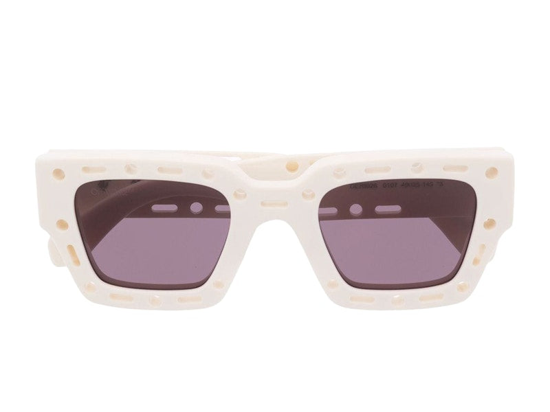 OFF-WHITE Mercer Cut-Out Square Frame Sunglasses White/Red (OERI026S22PLA0010107)