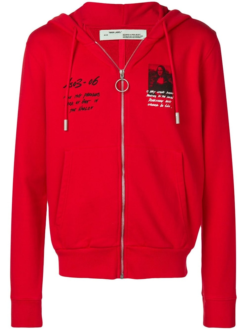 OFF-WHITE Monalisa Graphic Print Zip Hoodie Red/Black/White