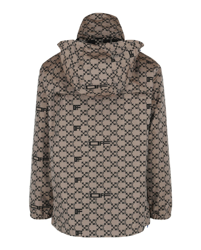 OFF-WHITE Monogram Allover Windbreaker Jacket Brown
