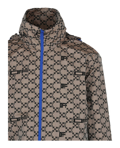 OFF-WHITE Monogram Allover Windbreaker Jacket Brown