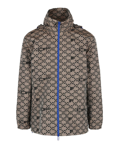 OFF-WHITE Monogram Allover Windbreaker Jacket Brown
