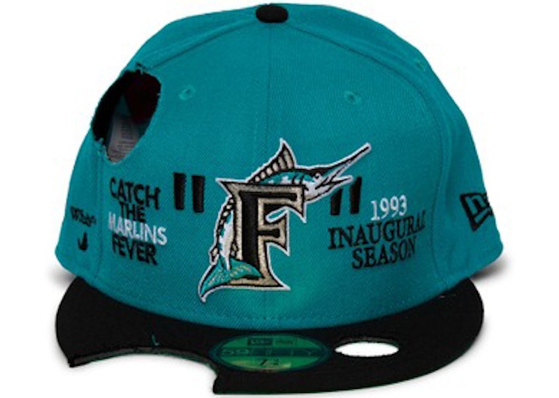 OFF-WHITE New Era Miami Marlins Fitted Hat Lake Blue/Black