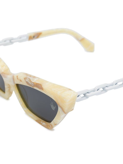 OFF-WHITE Nina Cat Eye Sunglasses Yellow Marble (OWRI021F20PLA0011803)