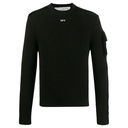 OFF-WHITE OFF Logo Print Military Sweater Black/Black