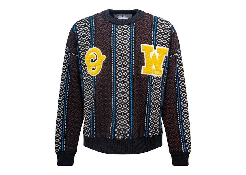 OFF-WHITE OW Baja Chunky Crew Knit Sweater Blue/Yellow/Multi