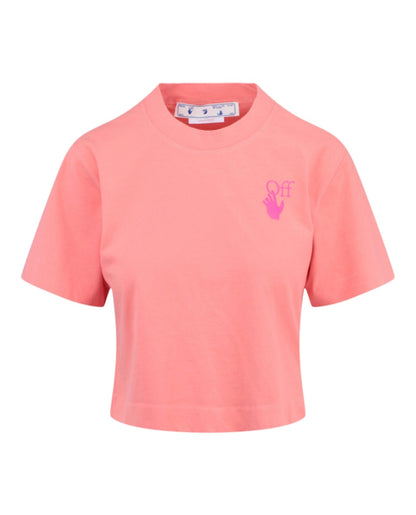 OFF-WHITE Off Hands Cropped T-Shirt Pink