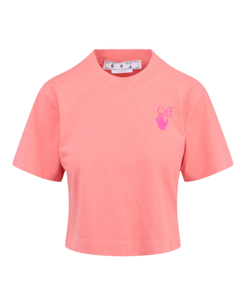 OFF-WHITE Off Hands Cropped T-Shirt Pink