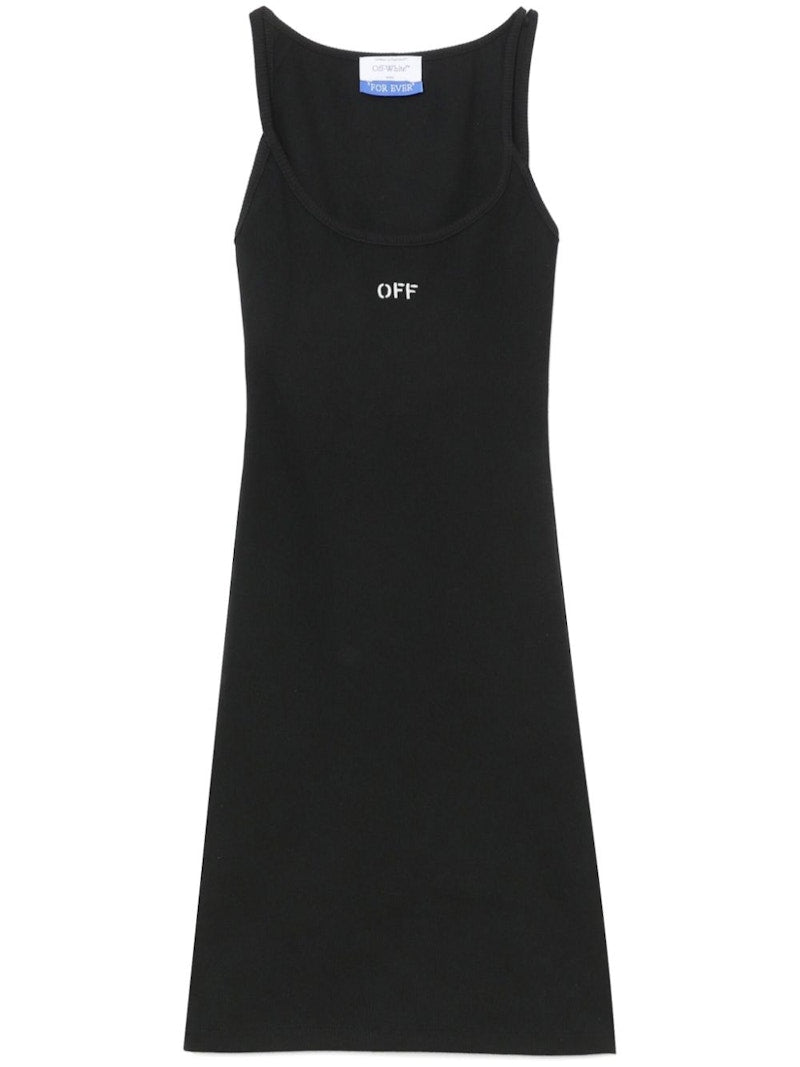OFF-WHITE Off Stamp Rib Basic Tank Dress Black/White