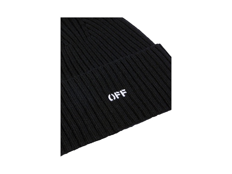 OFF-WHITE Offstamp Loose Knit Beanie Black/White