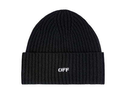 OFF-WHITE Offstamp Loose Knit Beanie Black/White