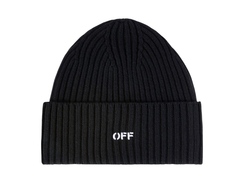 OFF-WHITE Offstamp Loose Knit Beanie Black/White