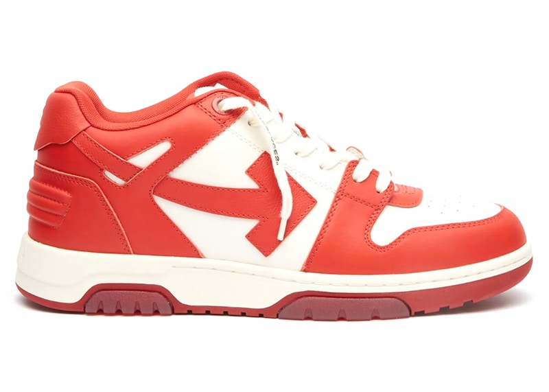 OFF-WHITE Out Of Office OOO Low Tops Bright Red White