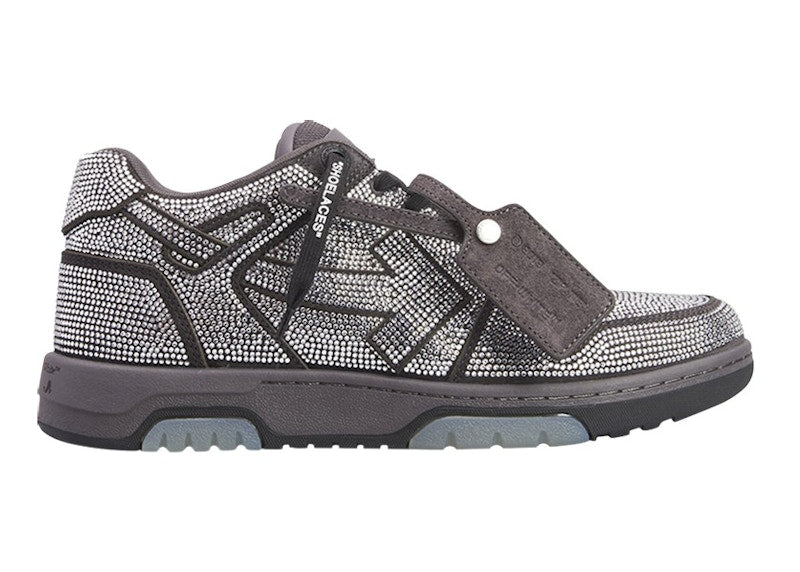 OFF-WHITE Out Of Office OOO Low Tops Dark Grey Strass
