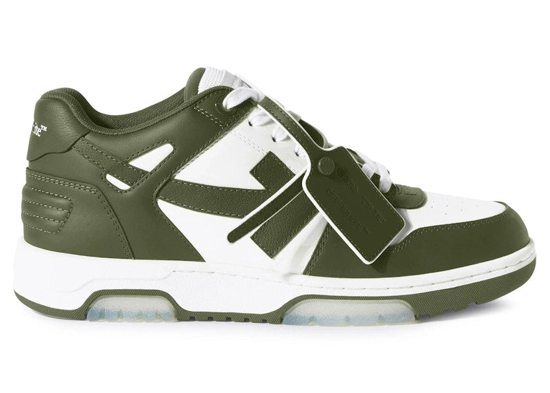 OFF-WHITE Out Of Office OOO Low Tops Military Green White